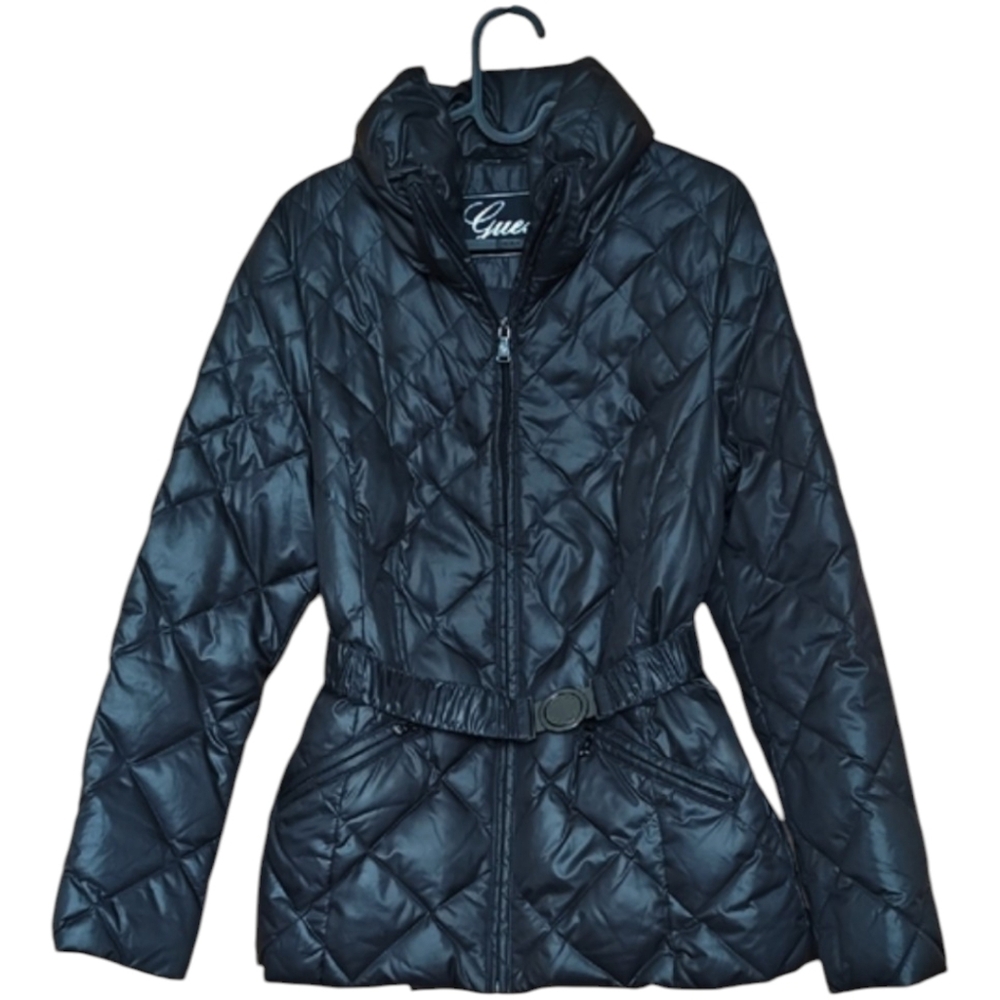 Like New 💕 Guess Black Quilted Belted Puffer Jacket - Picture 3 of 10